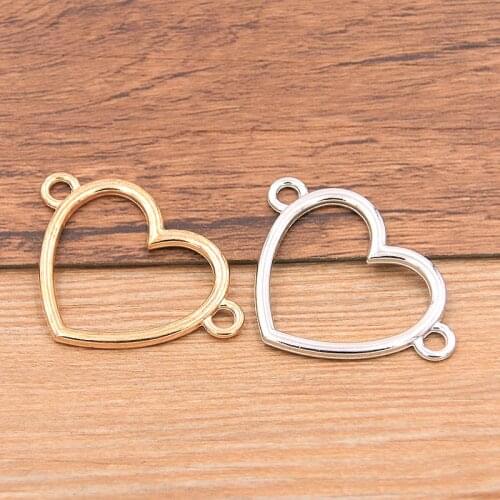 10Pcs 27*37MM 2020 New Product Hollow Heart Charms Connector Handmade Decoration Vintage For DIY Jewelry Making Findings