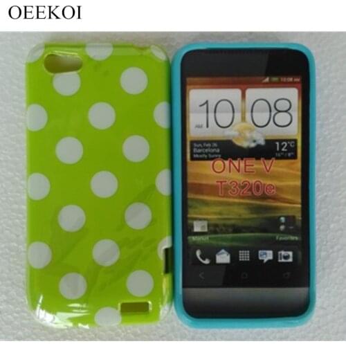 OEEKOI Popular Colorful Polka Dots Candy TPU Cover Case for hTC One V T320e Phone Bags Free