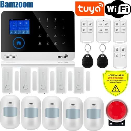 Tuya Wifi GSM Alarm System Wireless Detectors Alarm Smart Home APP Control English/Russian/Spanish/France/Italian