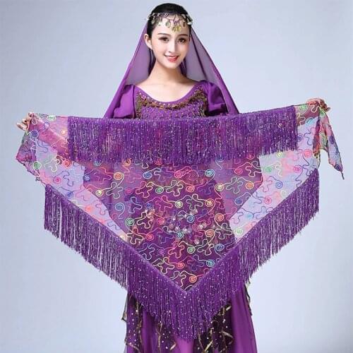 Adult Embroidery Tassel Belly Dance Skirt Bollywood Indian Dancing Practice Clothes Hip Scraf Belly Dance Costume