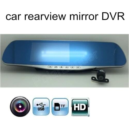 4.3 Inch 1080P camcorder dashcam HD Dual Lens Car DVR Mirror Car Camera rearview mirror include rear camera free shipping