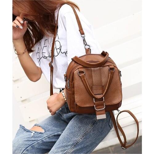Women Leather Backpacks Vintage Female Handbags 2021 Sac a Dos Travel Ladies Bagpack Mochilas School Bags For Girls