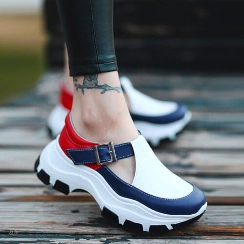 Ladies Wedge Sneakers Thick-Soled Vulcanized Shoes Fashion Casual Womens Shoes New Large Size Womens Shoes Pu Non-Slip