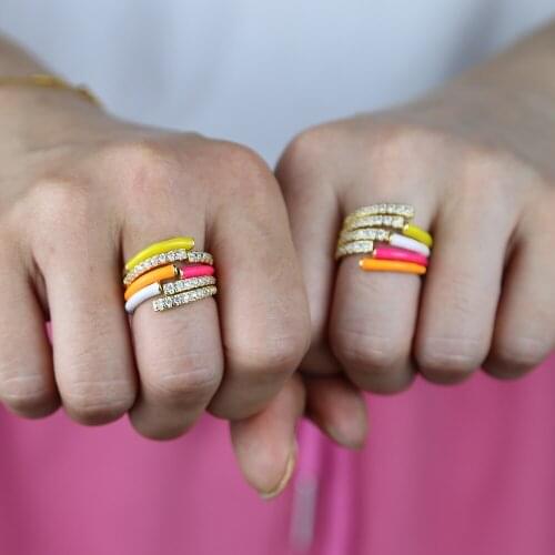 2021 summer new colorful Neon enamel open adjusted finger ring for women fluorescent fashion jewelry