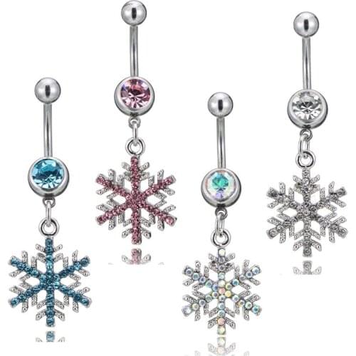 Fashion Personality Snowflake Belly Rings for Women Sexy Body Piecing Jewelry