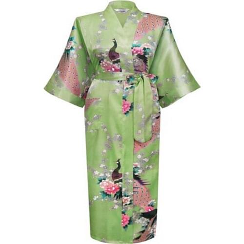 Hot Sale Plus Size Sexy Lingerie Womens Satin Robe Gown Long Style Loungewear Kimono Flower S-XXXL