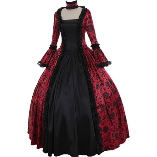Lady Retro Large Swing Tight Waist Medieval Maxi Dress Cosplay Halloween Costume