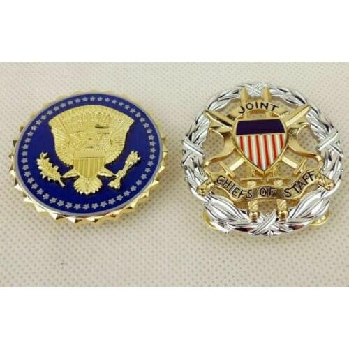 TWO US PRESIDENTIAL SERVICE & US OFFICE OF THE JOINT CHIEFS IDENTIFICATION BADGE PIN