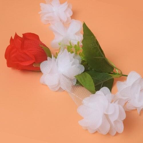 1 yard Flower Chiffon Embroidered Lace dress Trim Ribbon Fabric Sewing accessories Craft Patchwork Handmade Decoration