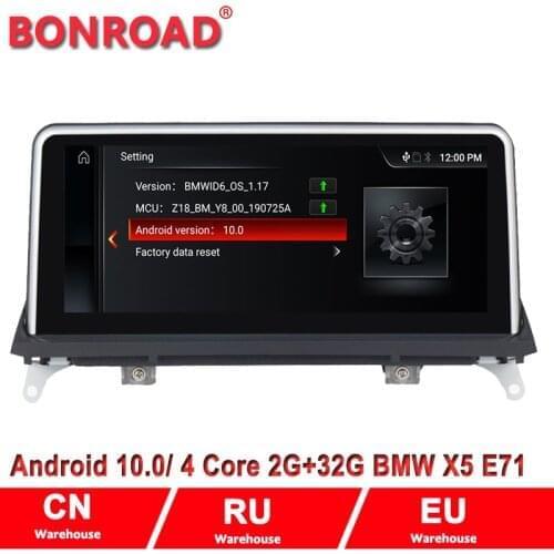 10.25" Android 10.0 1280*480P Ram 2G Rom32G Car Multimedia GPS Radio for BMW X5 E70 CIC/X6 E71 2008-2013 with BT Wi-Fi Carplay