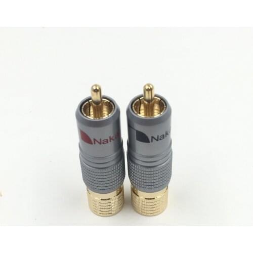 2pcs NAKAMICHI 10mm Gold Plated RCA Plug Locking Non Solder Plug RCA Coaxial Connector Socket Adapter factory High Quality