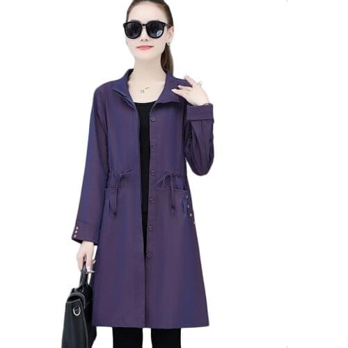 2021 Spring Autumn Plus Size Windbreaker Women Long Blazer Thin Womens Single-Breasted Casual Trench Coats Office Outerwear 5XL