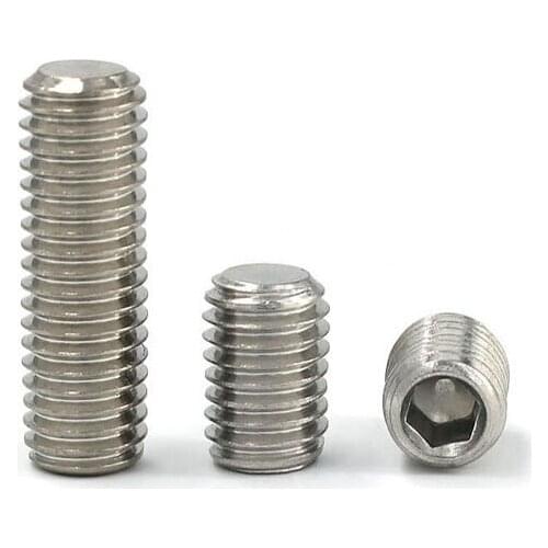 2pcs M12 stainless steel Allen flat end grups screw hex socket headless tight set payment grup bolt GB77 8mm-60mm length
