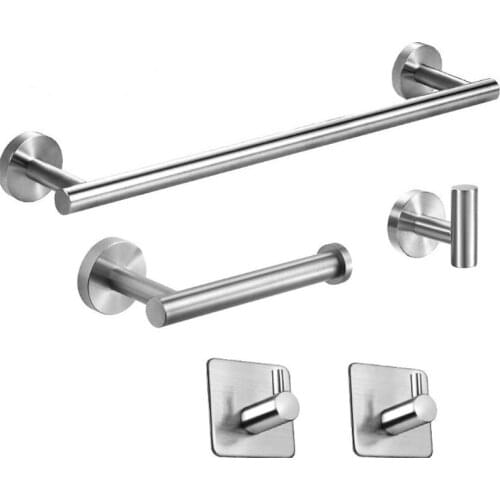3/5 Sets Stainless Steel Towel Bar Bathroom Towel Rack Toilet Storage Holder Wall Mounted Towel Hanger Bath Accessory Organizer