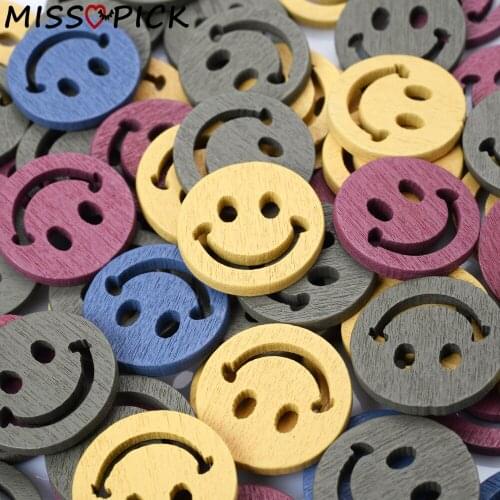 30pcs/lot 19mm Multicolor Flat Round Smiley Natural Wood Beads Chips Charms Jewelry Making Handmade Diy Accessories Wholesale