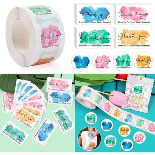 500PCS/Roll Thank You Stickers 50PCS Thanks Greeting Cards For Supporting My Small Business Candy Bags Paper Seal Label Gift