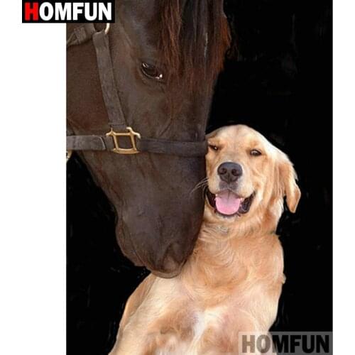 HOMFUN Full Square/Round Drill 5D DIY Diamond Painting "Animal dog horse" Embroidery Cross Stitch 5D Home Decor Gift A17832