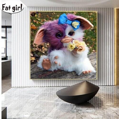 Big ear monkey DIY diamond painting 5d needlework cartoon cross stitch crystal square round Rhinestone embroidery mosaic kits