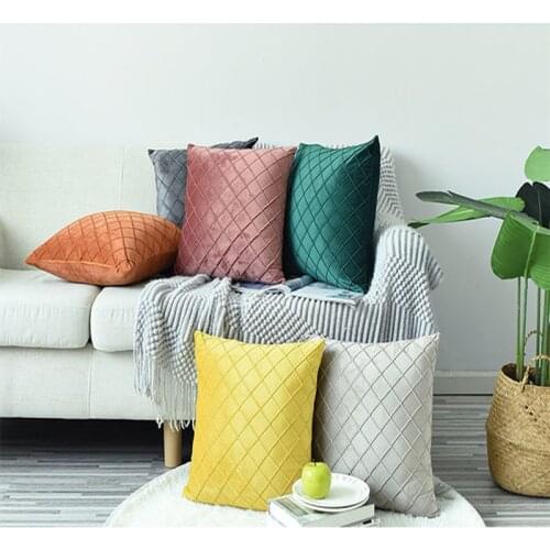 Nordic Style Velvet Diamond Lattice Living Room Sofa Cushion And Pillowcase, Bedside Cushion In ay Window Bedroom