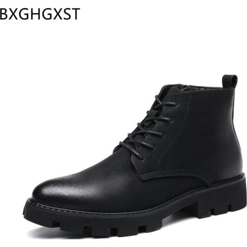 Platform Shoes Ankle Boots for Men Male Leather Casual Shoes Snow Boots Man Luxury Designer Shoes Men High Quality Zapatillas