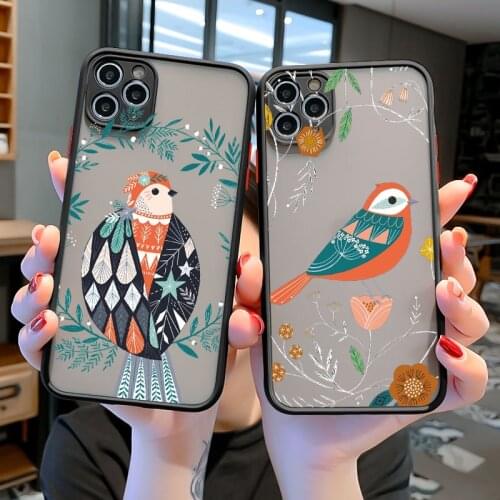 Flower Birds Owl Swan Phone Case For iPhone XS MAX XR X 12 11 Pro Max 8 7 6S Plus SE 2020 Floral Black Back Hard Cover Fundas