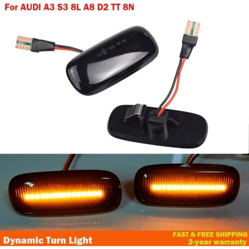 For Audi A3 S3 8L A4 B5 A8 D2 TT 8N 2000-2006 Side Marker Lamps Dynamic Turn Signal Lights LED Indicator