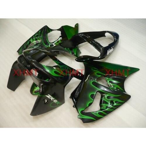 For Zx6r 1998 - 1999 Full Body Kits for Kawasaki Zx6r 98 Bodywork Ninja Zx-6r 1999 Pearl Green Flame Body Kits