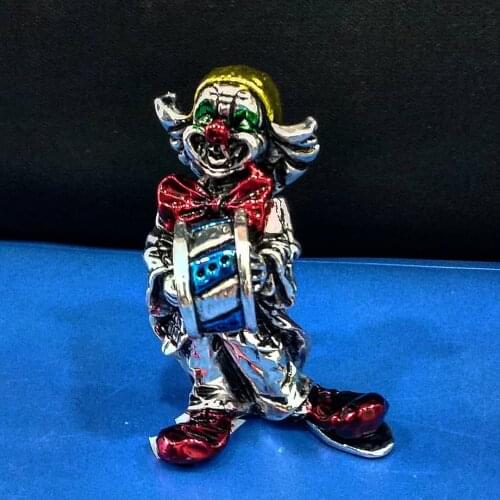 925 Sterling Silver Plated Mini Clown Playing Drum
