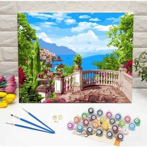 Framed Landscape Oil Painting by Number Hand Painted Canvas Wall Art For Living Room Decoration Wall Art 40x50cm Unique Gift