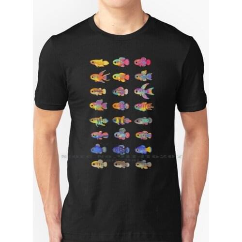 Killifish! T Shirt 100% Pure Cotton Killifish Fish Tropical Freshwater Fish Aquarium Fond Biology Animal Colorful Pikaole Cute