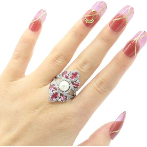 26x23mm SheCrown Princess Cut Created Pink Morganite For Womans Fine Jewelry Silver Rings Eye Catching