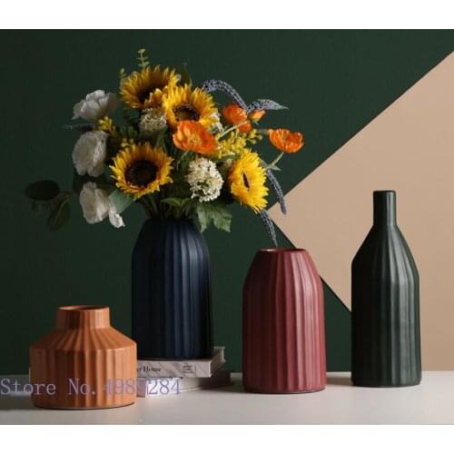 Creative Ceramic Vase Color Flower Arrangement Ceramic Crafts Hydroponic Accessories Modern Home Decoration Flower Vases