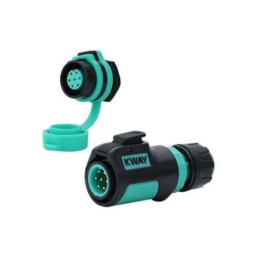 KWAY K12 7Pin 5A M12 Waterproof IP68 7 Pin Electrical Wiring Wire LED Soldering Cable Connector Adapter Panel Mount Plug Socket