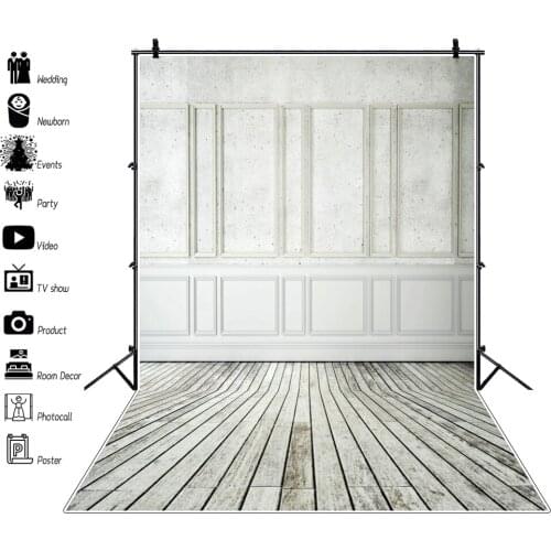 Laeacco Gray White Old Chic Wall Planks Floor Baby Child Party Room Photo Background Photography Backdrop Digital Photo Studio