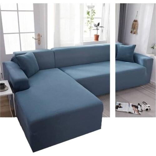 Fashion Solid Color Sofa Covers for Living Room Polyester Modern Elastic Corner Couch Cover Slipcovers Protector 1/2/3/4 Seater