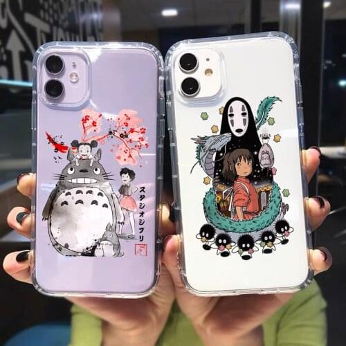 ZUIDID Cute Happy Totoro Phone Case For iPhone 7 11 Pro XS MAX 12 Mini XR X SE2020 8 6 Plus Cartoon Anime Clear Soft Cover Coque
