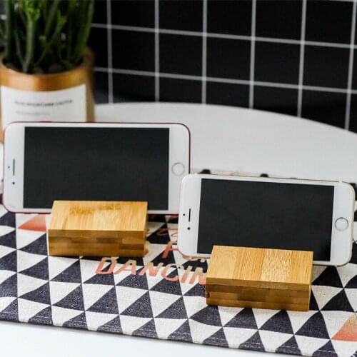 Zakka Style Bamboo Desk Organizer Square Multi-Use Storage Holder Photo Frame/Phone Holder Eco Natural Wood Display Holder