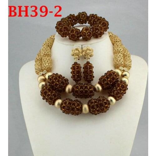 Nigerian Beads Fashion Jewelry Set Wedding Anniversary Bride Gift Necklace Earrings Set Free Shipping BH39-2