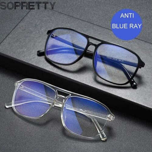 TR90 New Double Bridge Anti-blue Optical Glasses, Blue Ray Blocking Large Frame Computer Eyeglasses ,Myopia Prescription A2051