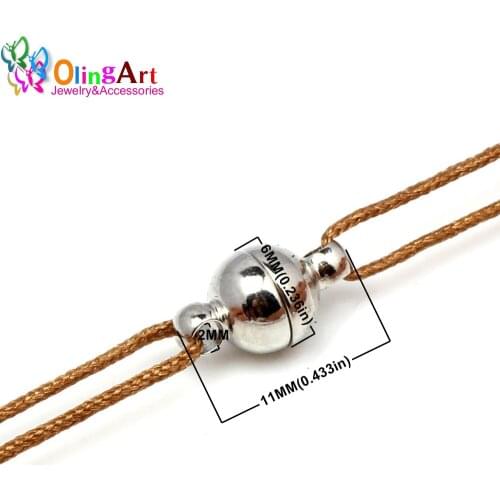 OlingArt 6mm 6Pcs/lot Magnetic Clasps Round Silver plated/ Gold Hot Sale Jewelry making DIY Fit Bracelet, necklace accessories
