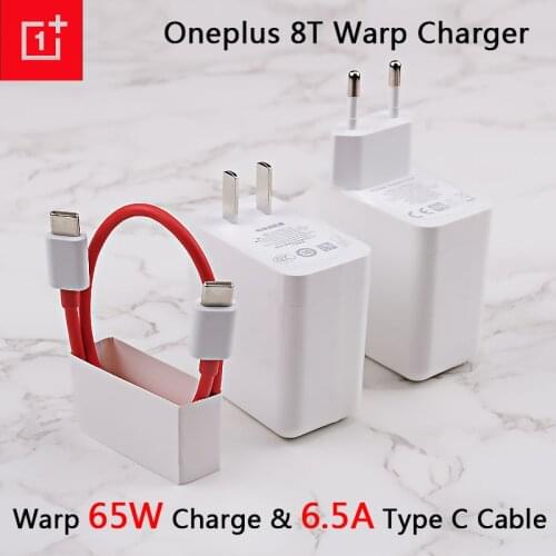 Original Oneplus Warp Charge 65w Power Adapter EU quick Charger 65 w Type C To Type C Cable One Plus 9 pro 9R 8T 8 nord n100