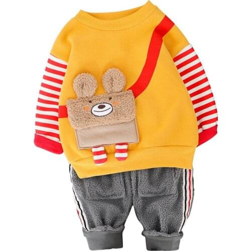 0-4 years High quality boy girl clothing 2020 autumn winter new thicken kid suit children toddler baby boy girl clothing set