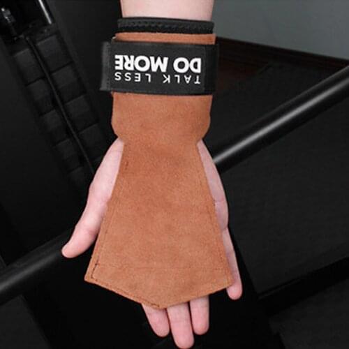 1 Pair Leather Weight Lifting Gloves with Wrist Wraps Hand Grips for Palm Protection Weightlifting Fitness Glove