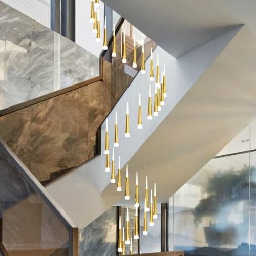 Pendant Chandelier For Ladder Lighting For Stairs Modern Simple LOFT Stairwell Villa Lustre Home Decor Loft Free Shipping