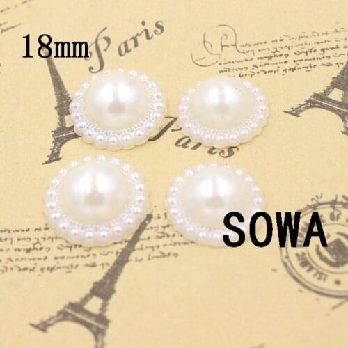 Size 18mm 100 Pcs/lot White/Ivory Color Half Round Flatback Sunflower Imitation Pearls Beads For DIY Decoration Free Shipping