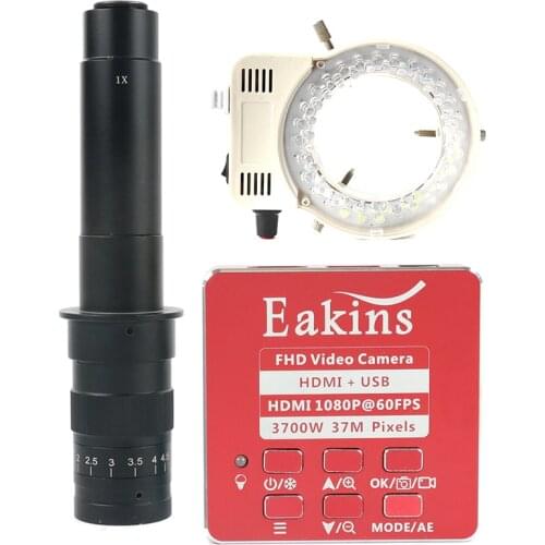 FHD 37MP HDMI USB Industrial Electronic Digital Video Microscope Camera 130X 180X 300X C Mount Lens For Phone PCB Soldering