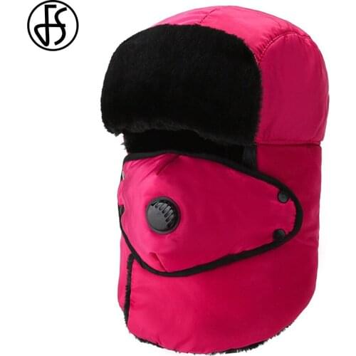 FS 2020 Ski Windproof Beanie Warm Winter Hats For Women Men Neck Scarf Ear Protection Hood Hat With Breathing Design Bonnets