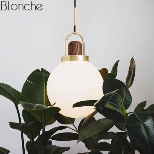 Nordic Glass Pendant Lights Led Wood Hanglamp Modern Luminaire Home Decor for Living Room Bedside Lamp Stair Lighting Fixtures