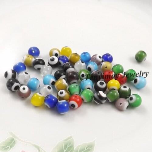 Mixed Color 8mm Turkey Eye Glass Beads Coloured Glaze Beads 500pcs Wholesale