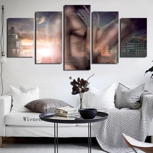 Modern Minimalist Nude Human Art Wall Art Canvas Painting Nordic Poster Print Five-Piece Picture Living Room Decoration